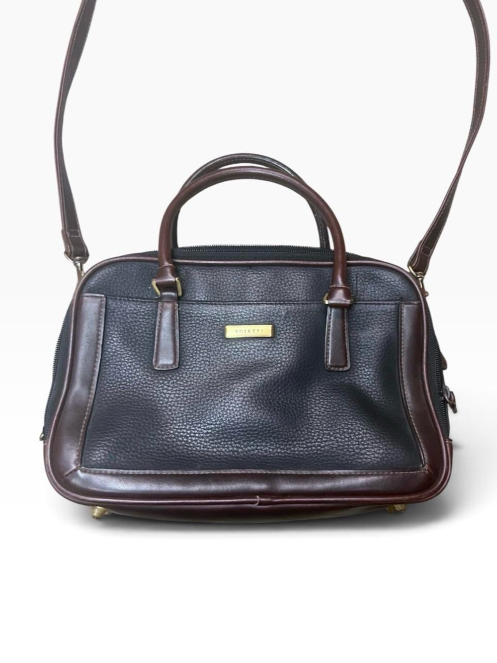 Vintage 90s black and brown leather crossbody bag